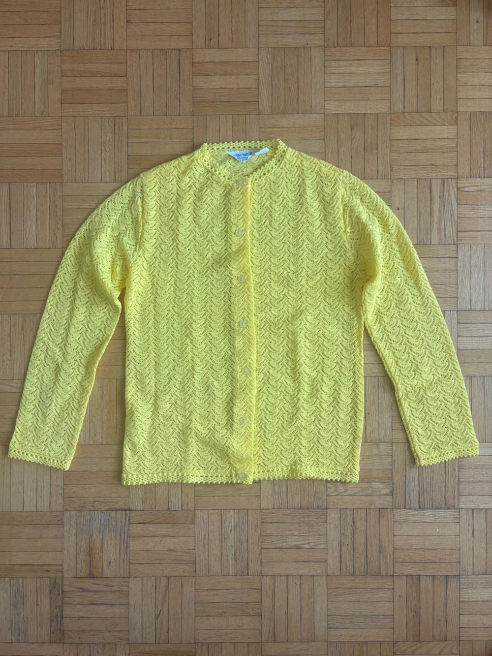 Yellow Lace-Texture Button Cardigan - Picture 4 of 8